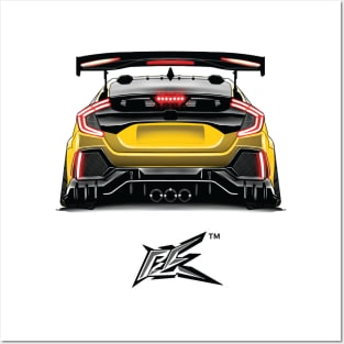 honda civic fk8 rear yellow Posters and Art